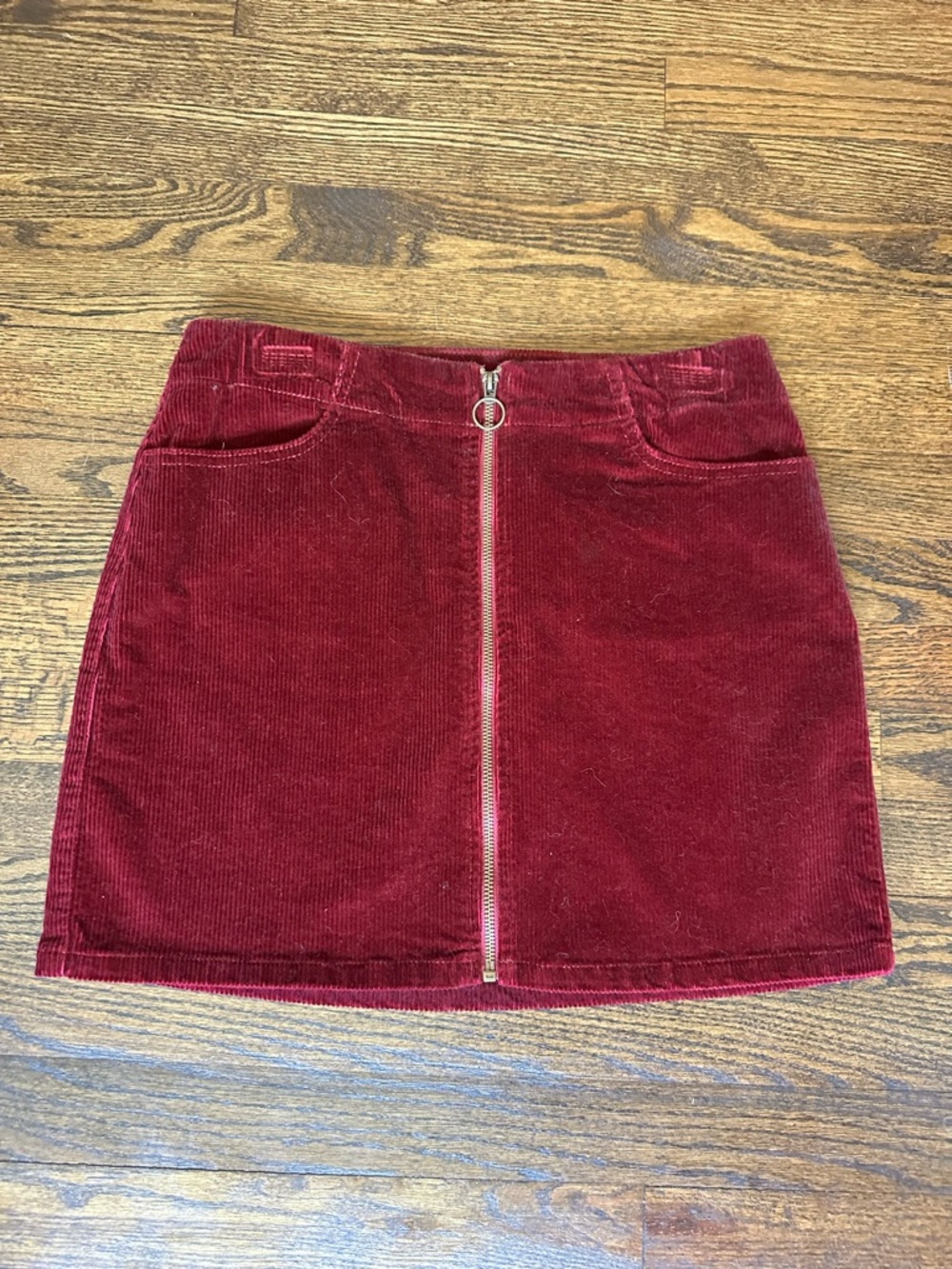 Mudd, burgundy corduroy mini zip skirt , size 11